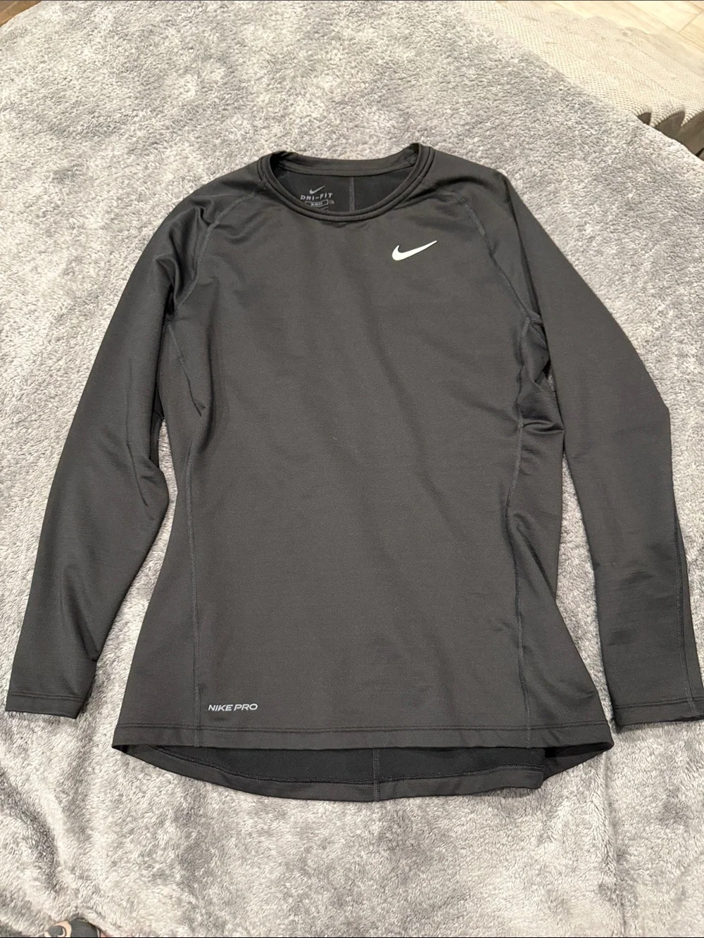 Men’s Nike Black Long-Sleeve Dri-FIT Compression Top with White Swoosh